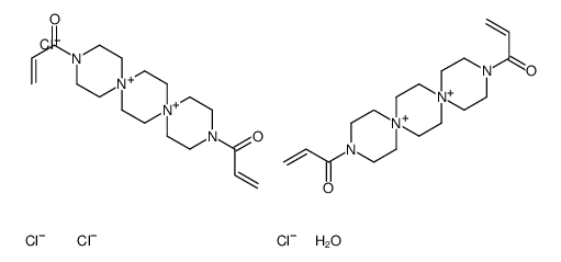 1-(12-prop-2-enoyl-3,12-diaza-6,9-diazoniadispiro[5.2.59.26]hexadecan-3-yl)prop-2-en-1-one,tetrachloride,hydrate Structure