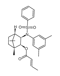 (1R,2S,3R,4S)-3-(N-(3,5-dimethylphenyl)phenylsulfonamido)-1,7,7-trimethylbicyclo[2.2.1]heptan-2-yl (E)-but-2-enoate结构式