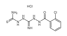 1-[amino-(2-chloro-benzoylhydrazono)-methyl]-thiosemicarbazide, hydrochloride Structure