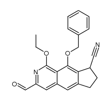 9-(benzyloxy)-8-cyano-1-ethoxy-7,8-dihydro-6H-cyclopent[g]isoquinoline-3-carboxaldehyde结构式