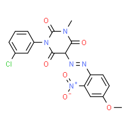 1-(3-chlorophenyl)-5-[(4-methoxy-2-nitrophenyl)azo]-3-methylbarbituric acid结构式