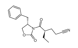 (4S)-3-[(2R)-4-cyano-2-ethyl-1-oxobutan-1-yl]-4-(phenylmethyl)-1,3-oxazolidin-2-one Structure