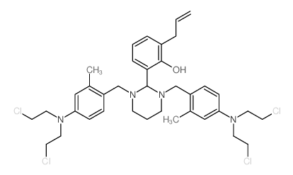 Phenol,2-[1,3-bis[[4-[bis(2-chloroethyl)amino]-2-methylphenyl]methyl]hexahydro-2-pyrimidinyl]-6-(2-propen-1-yl)-结构式