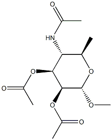 Methyl 2-O,3-O-diacetyl-4-(acetylamino)-4,6-dideoxy-α-D-mannopyranoside结构式