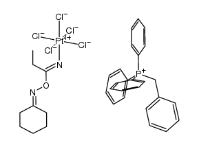 (Ph3PCH2Ph)(PtCl5(NH=C(Et)ON=C(C5H10))) Structure