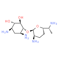 4-O-(2,6-Diamino-2,3,4,6,7-pentadeoxy-α-D-ribo-heptopyranosyl)-2-deoxy-D-streptamine结构式