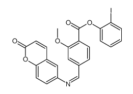(2-iodophenyl) 2-methoxy-4-[(2-oxochromen-6-yl)iminomethyl]benzoate Structure