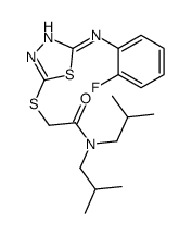 2-[[5-(2-fluoroanilino)-1,3,4-thiadiazol-2-yl]sulfanyl]-N,N-bis(2-methylpropyl)acetamide结构式