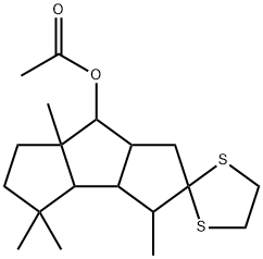 Decahydro-3,4,4,6a-tetramethylspiro[2H-cyclopenta[a]pentalene-2,2'-[1,3]dithiolan]-7-ol acetate structure