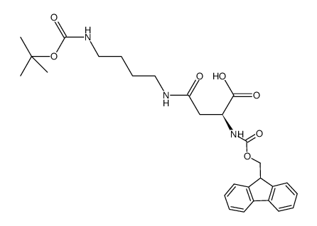 N-α-Fmoc-L-aspartyl-γ-(4-aminobutyl) carbamic acid tert-butyl ester结构式