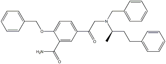 (R)-5-(2-(苄基(4-苯基-2-丁氨基)乙酰基)-2-(苄氧基)苯甲酰胺结构式