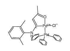 [Pd(κ2-C,O-C(NHC6H3-2,6-Me2)CHC(O)Me)Cl(PPh3)] Structure