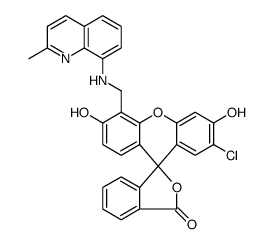 2-{2-氯-6-羟基-5-[2-甲基喹啉-8-基氨甲基]-3-氧代-3H-呫吨-9-基}苯甲酸磺酸结构式
