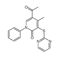 5-acetyl-4-methyl-1-phenyl-3-pyrimidin-2-ylsulfanylpyridin-2-one结构式