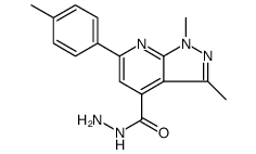 1H-Pyrazolo[3,4-b]pyridine-4-carboxylic acid, 1,3-dimethyl-6-(4-methylphenyl)-, hydrazide Structure