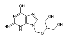 2-Amino-9-{[(1,3-dihydroxy-2-propanyl)oxy]methyl}-1,9-dihydro-6H- purin-6-one Structure