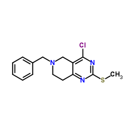 6-Benzyl-4-chloro-2-(methylsulfanyl)-5,6,7,8-tetrahydropyrido[4,3-d]pyrimidine结构式