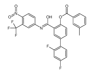 [4-(2,4-difluorophenyl)-2-[[4-nitro-3-(trifluoromethyl)phenyl]carbamoyl]phenyl] 3-methylbenzoate结构式