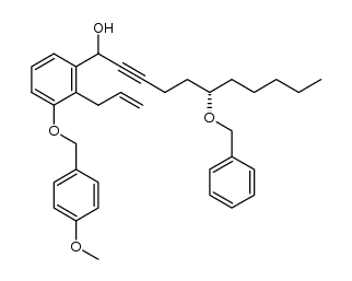 (S)-1-[2-allyl-3-(4-methoxybenzyloxy)phenyl]-6-benzyloxyundec-2-yn-1-ol结构式