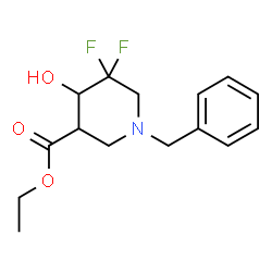 1-苄基-5,5-二氟-4-羟基哌啶-3-羧酸乙酯结构式