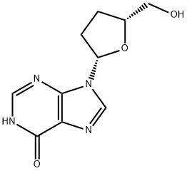 6H-Purin-6-one, 1,9-dihydro-9-[tetrahydro-5-(hydroxymethyl)-2-furanyl]-, (2S-cis)-结构式
