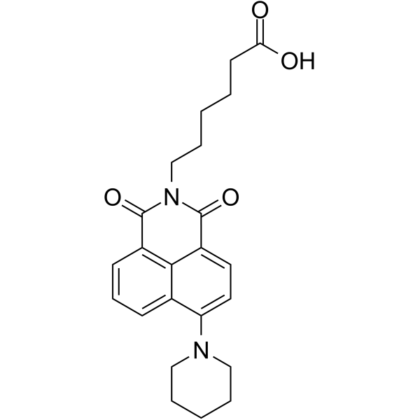 6-(1,3-dioxo-6-(piperidin-1-yl)-1H-benzo[de]isoquinolin-2(3H)-yl)hexanoic acid structure