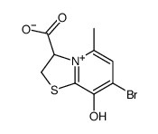 7-Bromo-3-carboxylato-2,3-dihydro-8-hydroxy-5-methylthiazolo[3,2-a]pyridinium structure