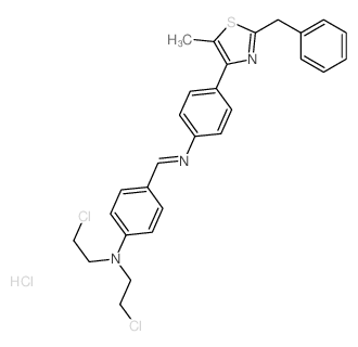 Benzenamine,N,N-bis(2-chloroethyl)-4-[[[4-[5-methyl-2-(phenylmethyl)-4-thiazolyl]phenyl]imino]methyl]-,hydrochloride (1:1) Structure