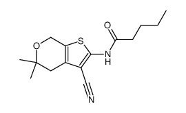 Pentanoic acid (3-cyano-5,5-dimethyl-4,7-dihydro-5H-thieno[2,3-c]pyran-2-yl)-amide结构式