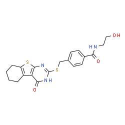 N-(2-hydroxyethyl)-4-(((4-oxo-3,4,5,6,7,8-hexahydrobenzo[4,5]thieno[2,3-d]pyrimidin-2-yl)thio)methyl)benzamide Structure