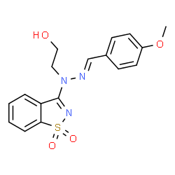 4-Methoxybenzaldehyde (1,1-dioxido-1,2-benzisothiazol-3-yl)(2-hydroxyethyl)hydrazone structure