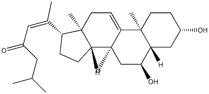 3β,6α-Dihydroxy-5α-cholesta-9(11),20(22)-dien-23-one结构式