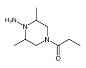 1-Piperazinamine,2,6-dimethyl-4-(1-oxopropyl)-(9CI) structure