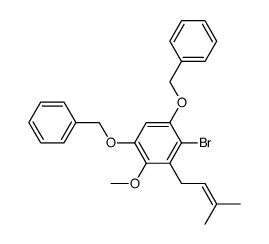 (((4-bromo-6-methoxy-5-(3-methylbut-2-en-1-yl)-1,3-phenylene)bis(oxy))bis(methylene))dibenzene Structure