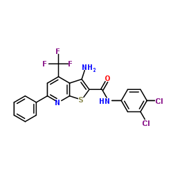 3-Amino-N-(3,4-dichlorophenyl)-6-phenyl-4-(trifluoromethyl)thieno[2,3-b]pyridine-2-carboxamide结构式