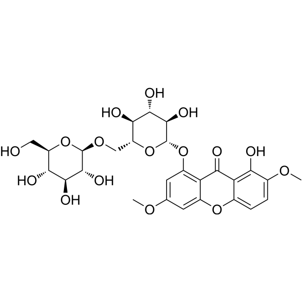 1-O-龙胆二糖基-3,7-二甲氧基-8-羟基氧杂蒽酮结构式