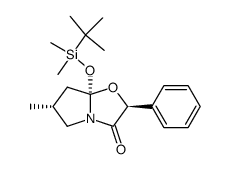 (2S,6R,7aS)-7a-(tert-butyldimethylsilyl)oxy-6-methyl-2-phenyltetrahydropyrrolo[2,1-b]oxazol-3-one结构式