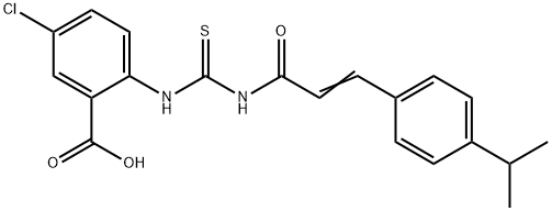 5-chloro-2-[[[[3-[4-(1-methylethyl)phenyl]-1-oxo-2-propenyl]amino]thioxomethyl]amino]-benzoic acid structure