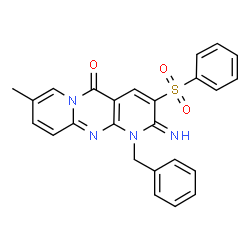 1-benzyl-2-imino-8-methyl-3-(phenylsulfonyl)-1,2-dihydro-5H-dipyrido[1,2-a:2,3-d]pyrimidin-5-one Structure