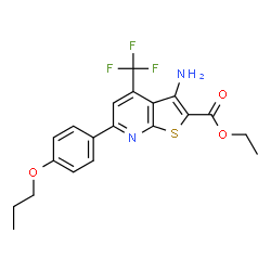 ethyl 3-amino-6-(4-propoxyphenyl)-4-(trifluoromethyl)thieno[2,3-b]pyridine-2-carboxylate结构式