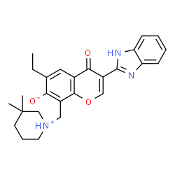 3-(1H-benzo[d]imidazol-2-yl)-8-((3,3-dimethylpiperidin-1-yl)methyl)-6-ethyl-7-hydroxy-4H-chromen-4-one结构式