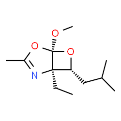 4,6-Dioxa-2-azabicyclo[3.2.0]hept-2-ene,1-ethyl-5-methoxy-3-methyl-7-(2-methylpropyl)-,(1R,5S,7R)-rel-(9CI) structure