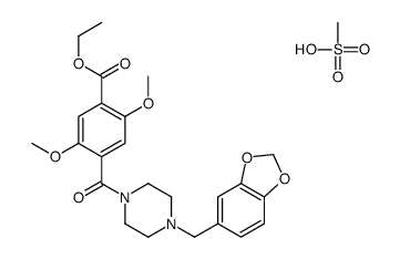 ethyl 4-[4-(1,3-benzodioxol-5-ylmethyl)piperazin-4-ium-1-carbonyl]-2,5-dimethoxybenzoate,methanesulfonate结构式