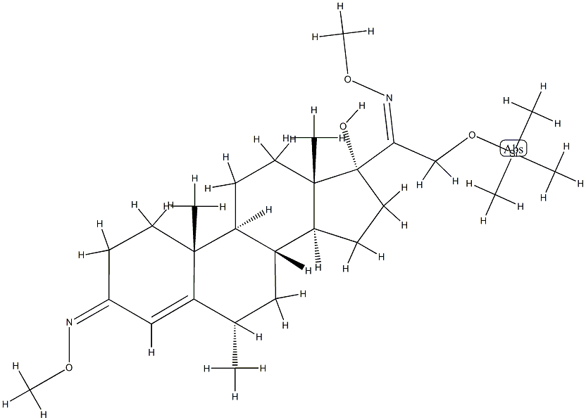 17-Hydroxy-6α-methyl-21-[(trimethylsilyl)oxy]pregn-4-ene-3,20-dione bis(O-methyl oxime) structure