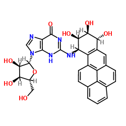 9-[(2R,3R,4S,5R)-3,4-dihydroxy-5-(hydroxymethyl)oxolan-2-yl]-2-[[(7R,8S,9R,10R)-7,8,9-trihydroxy-7,8,9,10-tetrahydrobenzo[a]pyren-10-yl]amino]-3H-purin-6-one结构式