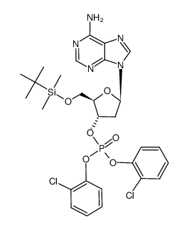 bis(o-chlorophenyl) 5'-O-(tert-butyldimethylsilyl)-2'-deoxyadenosine 3'-phosphate Structure