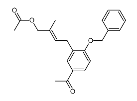 Acetic acid (E)-4-(5-acetyl-2-benzyloxy-phenyl)-2-methyl-but-2-enyl ester结构式