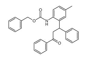 [4-Methyl-2-(3-oxo-1,3-diphenyl-propyl)-phenyl]-carbamic acid benzyl ester Structure