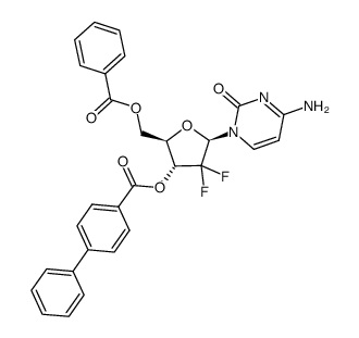 1-(2'-deoxy-2',2'-difluoro-5-benzoyl-3-(4-phenyl)benzoyl-β-D-arabinofuranosyl)-4-aminopyrimidine-2-one Structure