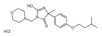 5-methyl-5-[4-(3-methylbutoxy)phenyl]-3-(morpholin-4-ium-4-ylmethyl)imidazolidine-2,4-dione,chloride结构式